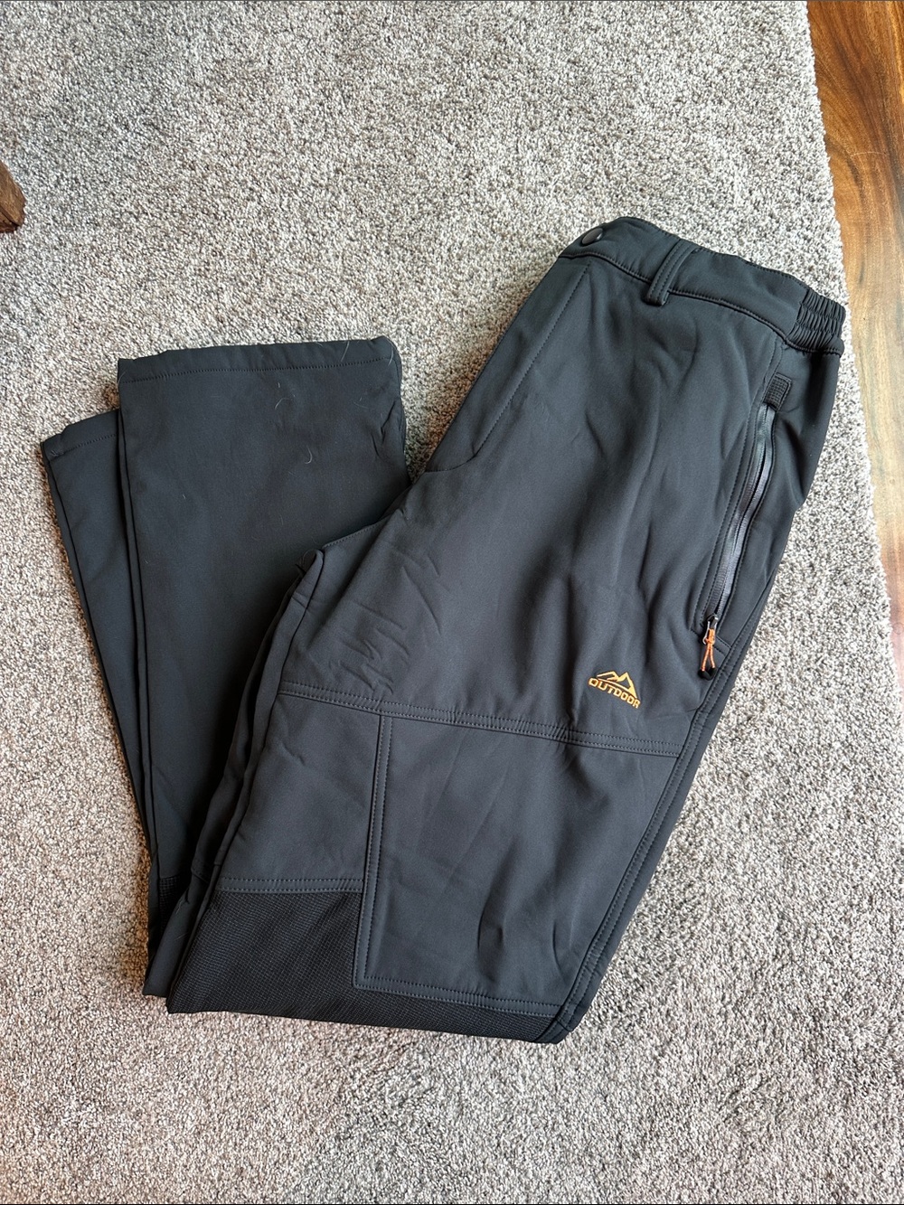 Men's Black Outdoor Fleece Lined Softshell Pants